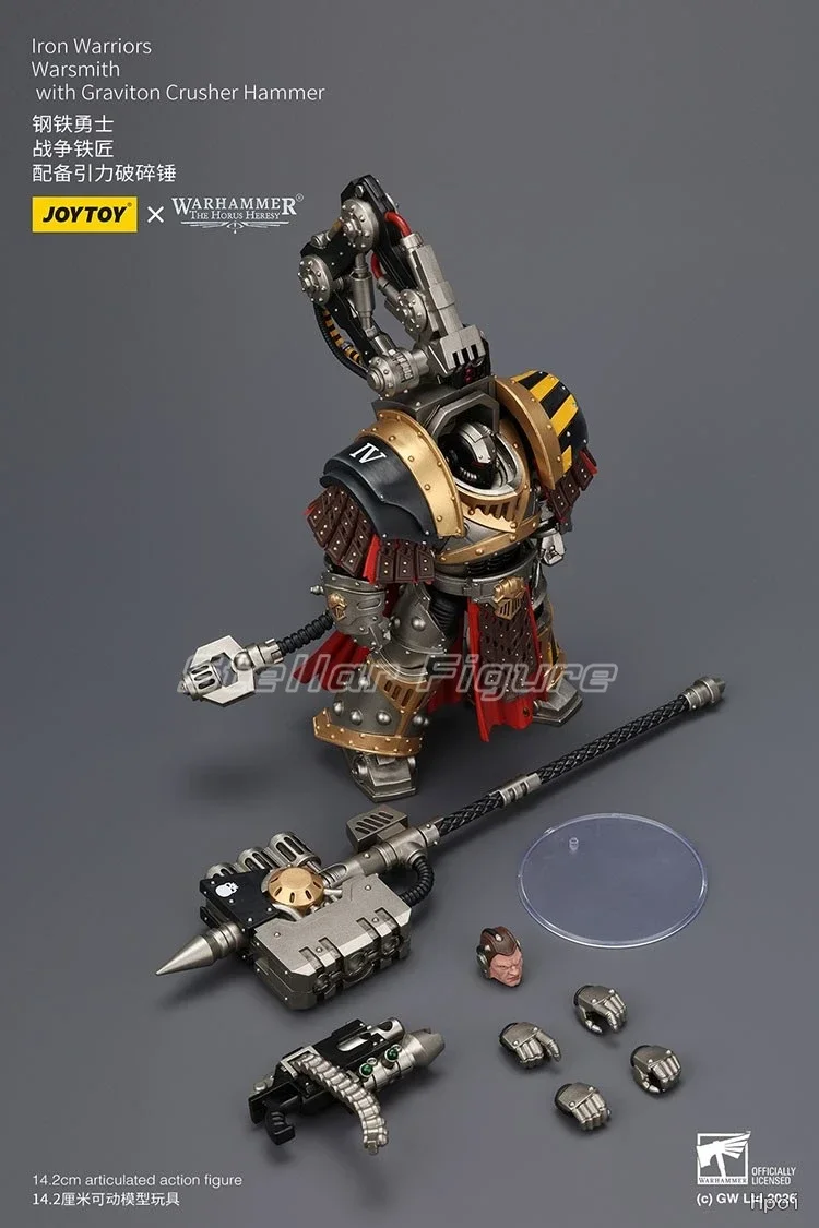 【SF】1/18 JOYTOY Warhammer 40K Iron Warriors Warsmith com Martelo Graviton Crusher - Figura de Ação Colecionável