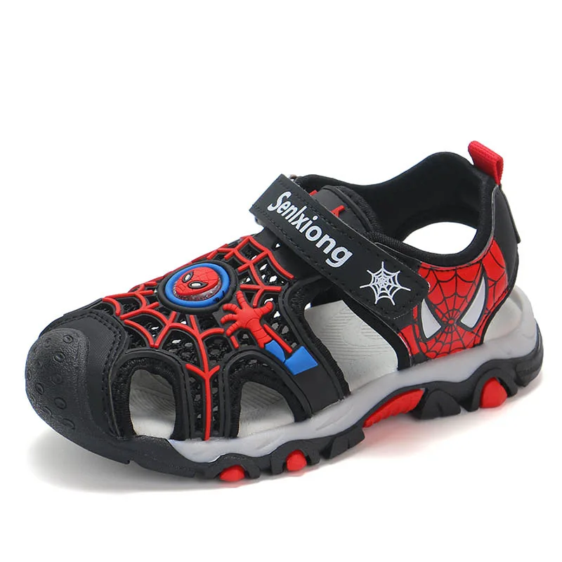 Summer Kids Boys Sandals Girls Cartoon Spider Man Student Closed Toe Orthopedic Non slip Children Sport Pu Leather Beach Shoes