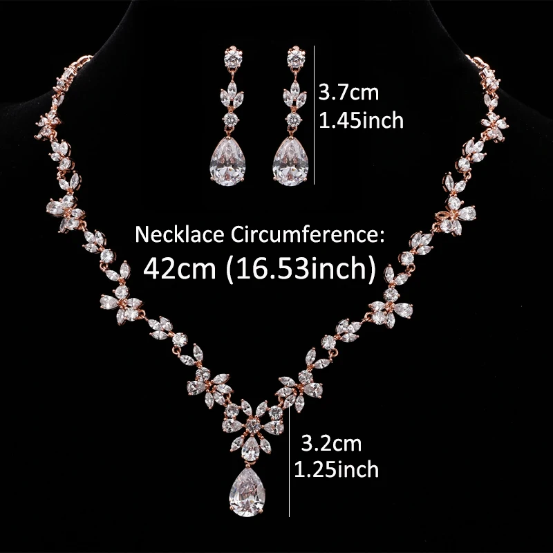 Luxury Flower Design Water Drop Crystal Bridal Jewelry Sets For Women Wedding AAA Zircon African Jewelry Set Jewellery AS147