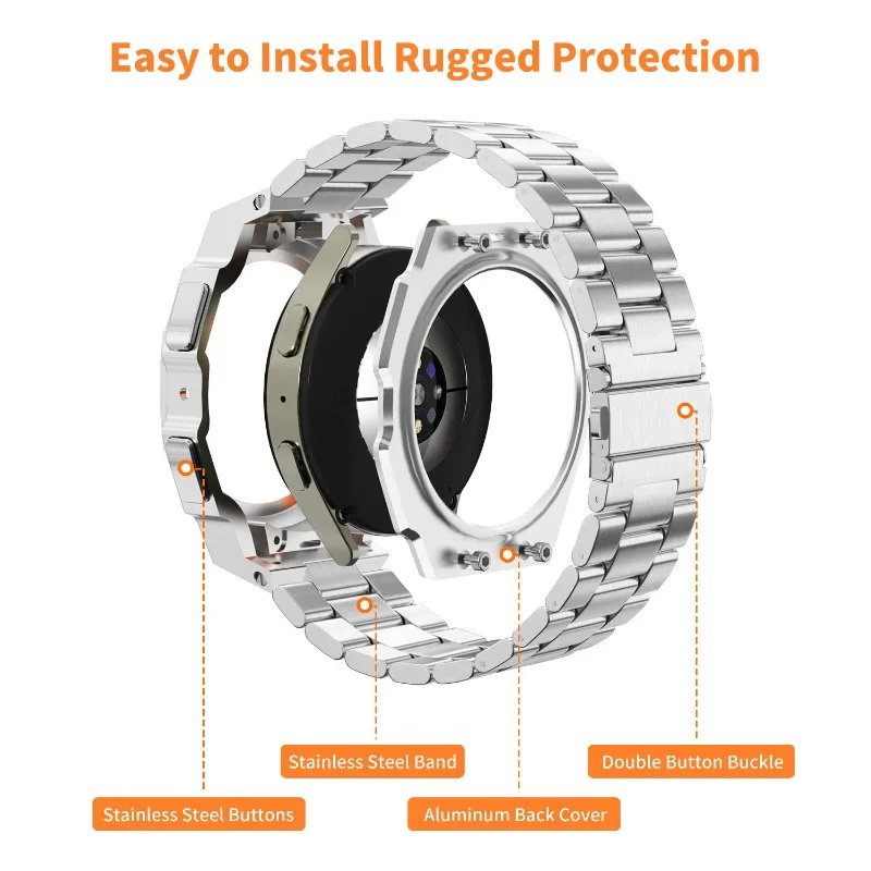 Modified case is suitable for   7th generation 44mm metal protective case and strap.