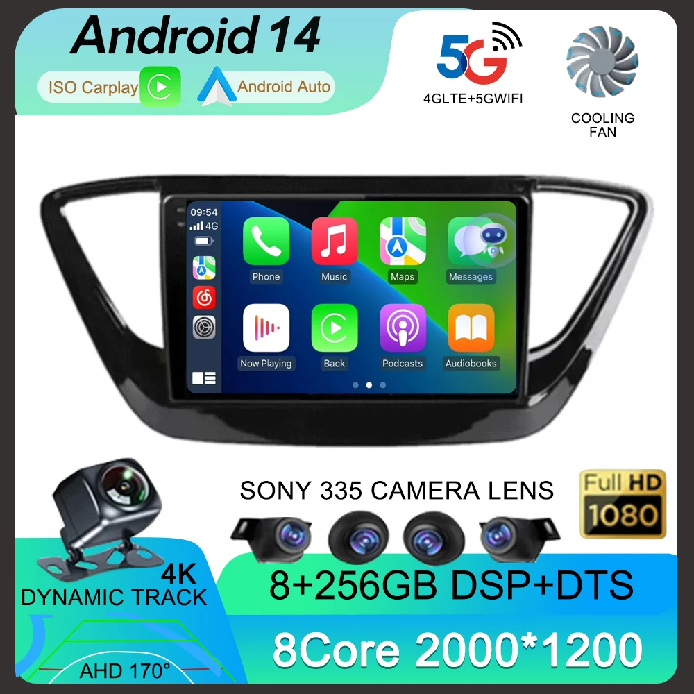 

Android 14 Carplay 4G+WIFI Car Radio For Hyundai Solaris 2 Verna 2016 2017 2018-2020 Multimedia Player GPS 2din Head Unit Stereo