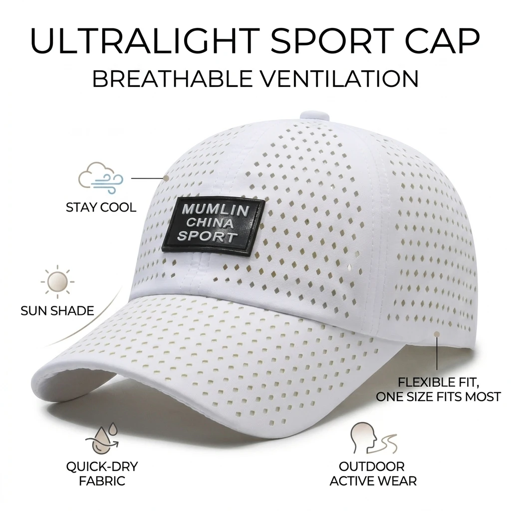 Breathable Baseball Cap Quick-Dry Mesh Sun Hat for Summer Outdoor Running Hiking Golfing UV Protection Lightweight Sporty