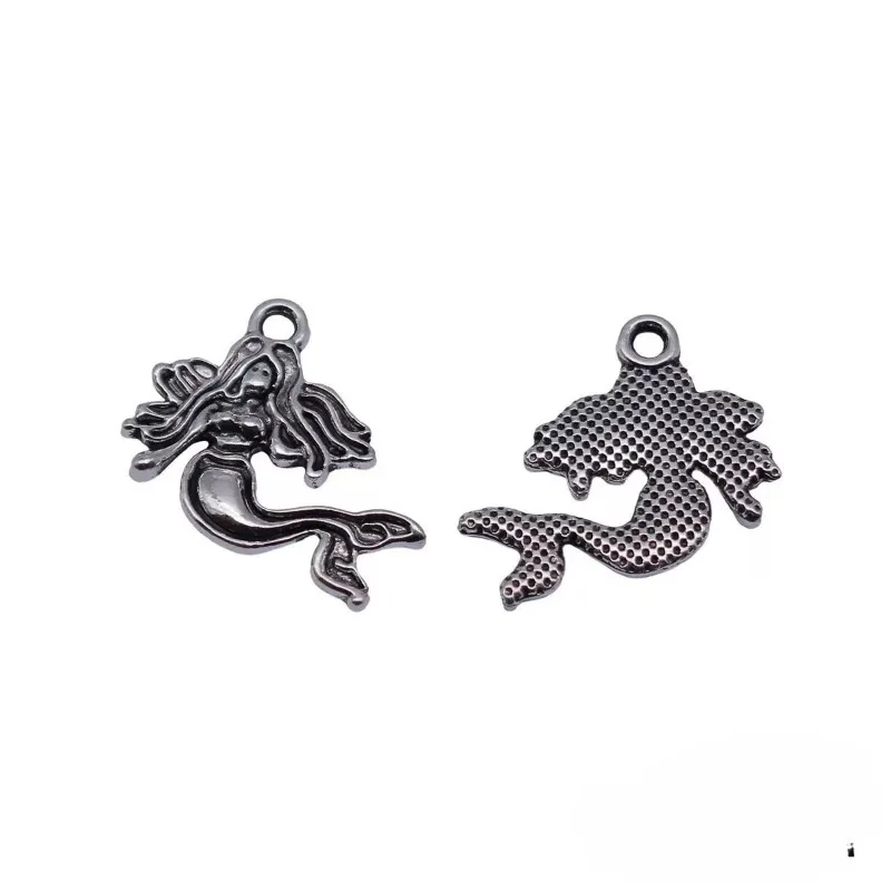 200 Stück antiksilberfarbene Meerjungfrauen-Anhänger, 18 x 16 mm, für Armbänder, Ohrringe, Schmuckherstellung # 1923 Großhandel – Detail 3