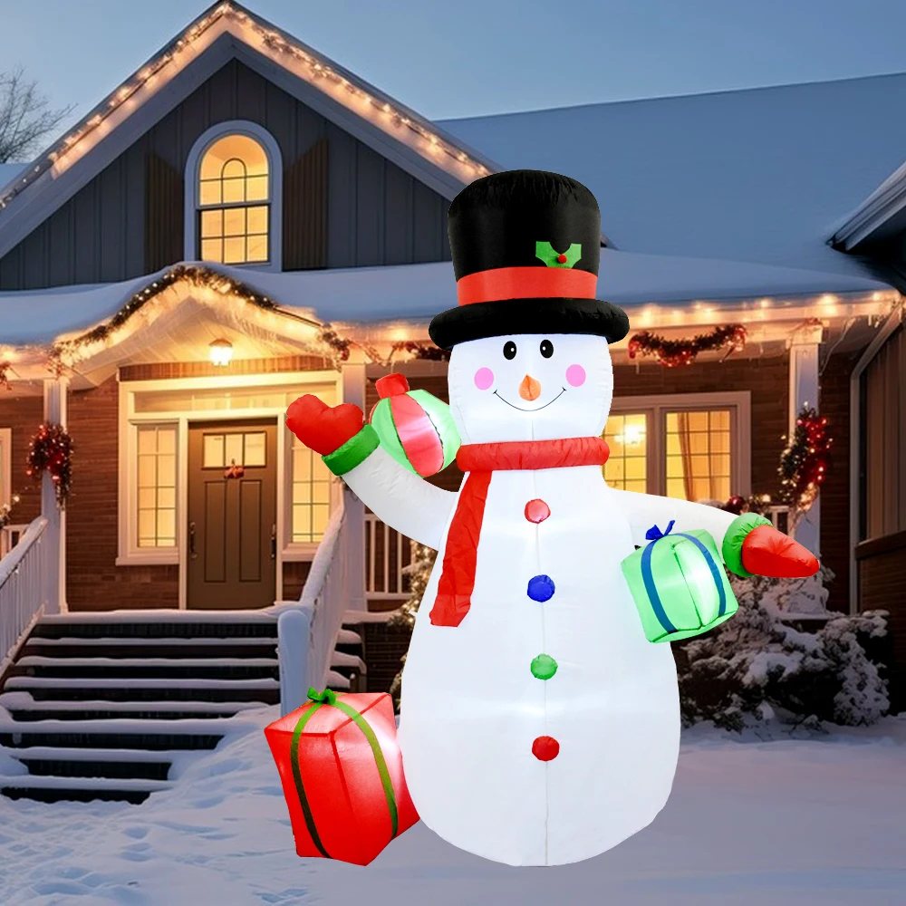 2.3M Large Christmas Snowman Inflatable Toys Built-in LED Lights Blow Up Outdoor Decoration for Garden Yard Lawn Winter Décor