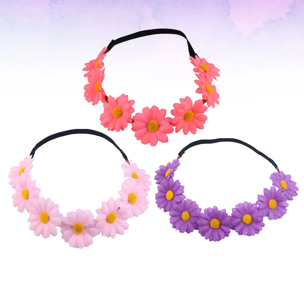 

3Pcs Simulation Daisy Headband Premium Cloth Elegant Floral Hair Hoops Lightweight Comfortable for Weddings Parties Prom Fashion