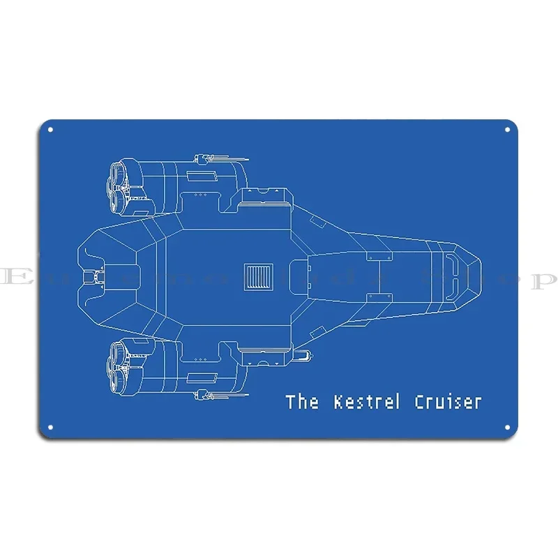 Ftl The Kestrel Cruiser Blueprints Metal Sign Wall Cave Design Plaques Printing Cinema Tin Sign Poster