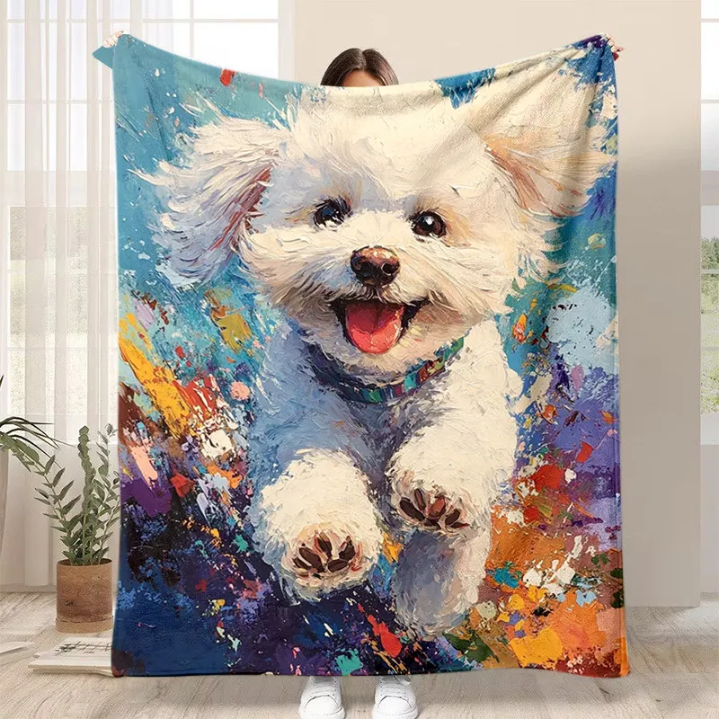 Oil Painting Animal Flannel Blanket Pattern Logo Office Air Conditioner Blanket Shawl Blanket Nap Blanket Sofa Blanket Anime