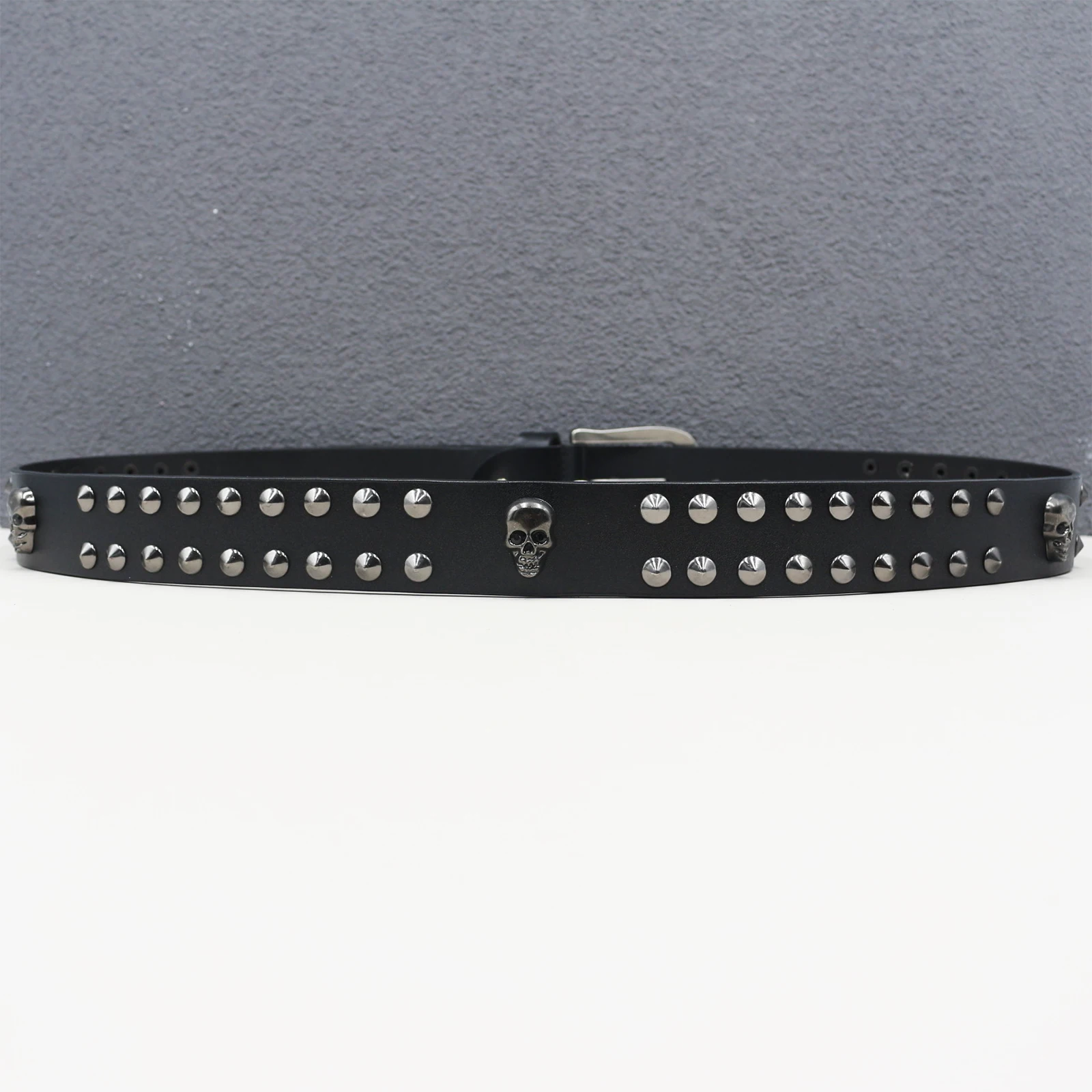 Skull elements Retro  Men's Rivet Belt Genuine Leather Belt Hip-Hop Rock Punk Y2K Style Jeans Men's and Women's Belt