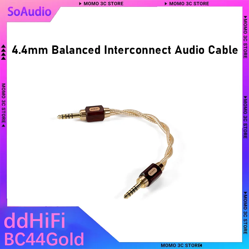 ddHiFi BC44Gold 4.4mm Balanced Interconnect Audio Cable, Silver & Single Crystal Copper, Shielded,4.4mm Recording Cable