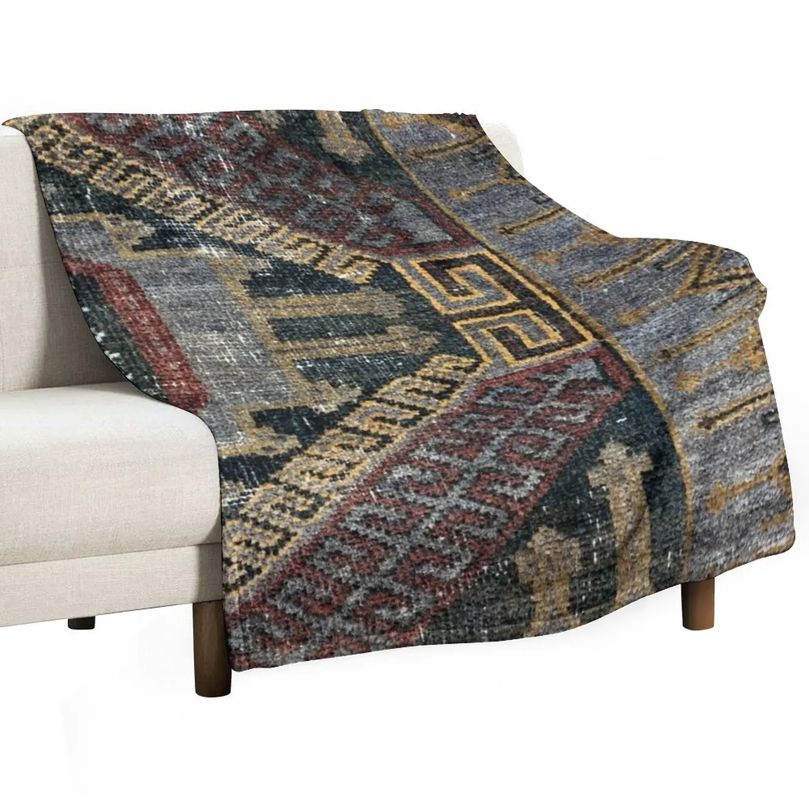 

Distressed Persian Baluch Carpet Design, knotted woven oriental textile Throw Blanket Tourist Luxury Throw Quilt Blankets