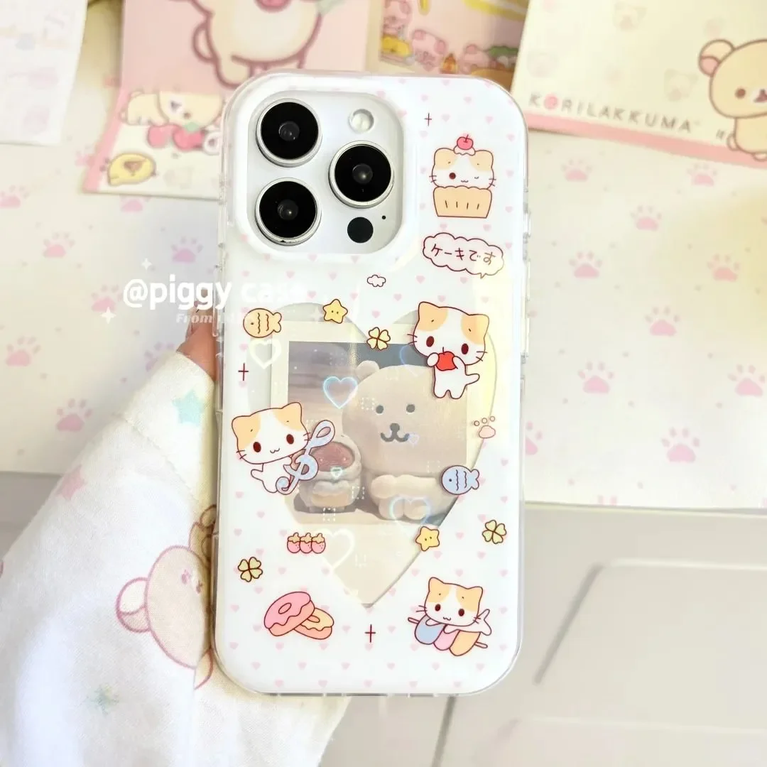 الحب القطن كاندي القط لطيف الوردي البولكا نقطة Kawaii الدب جراب هاتف آيفون 17 16 15 14 13 12 11 برو ماكس 7 8 زائد MINI Y2K غطاء