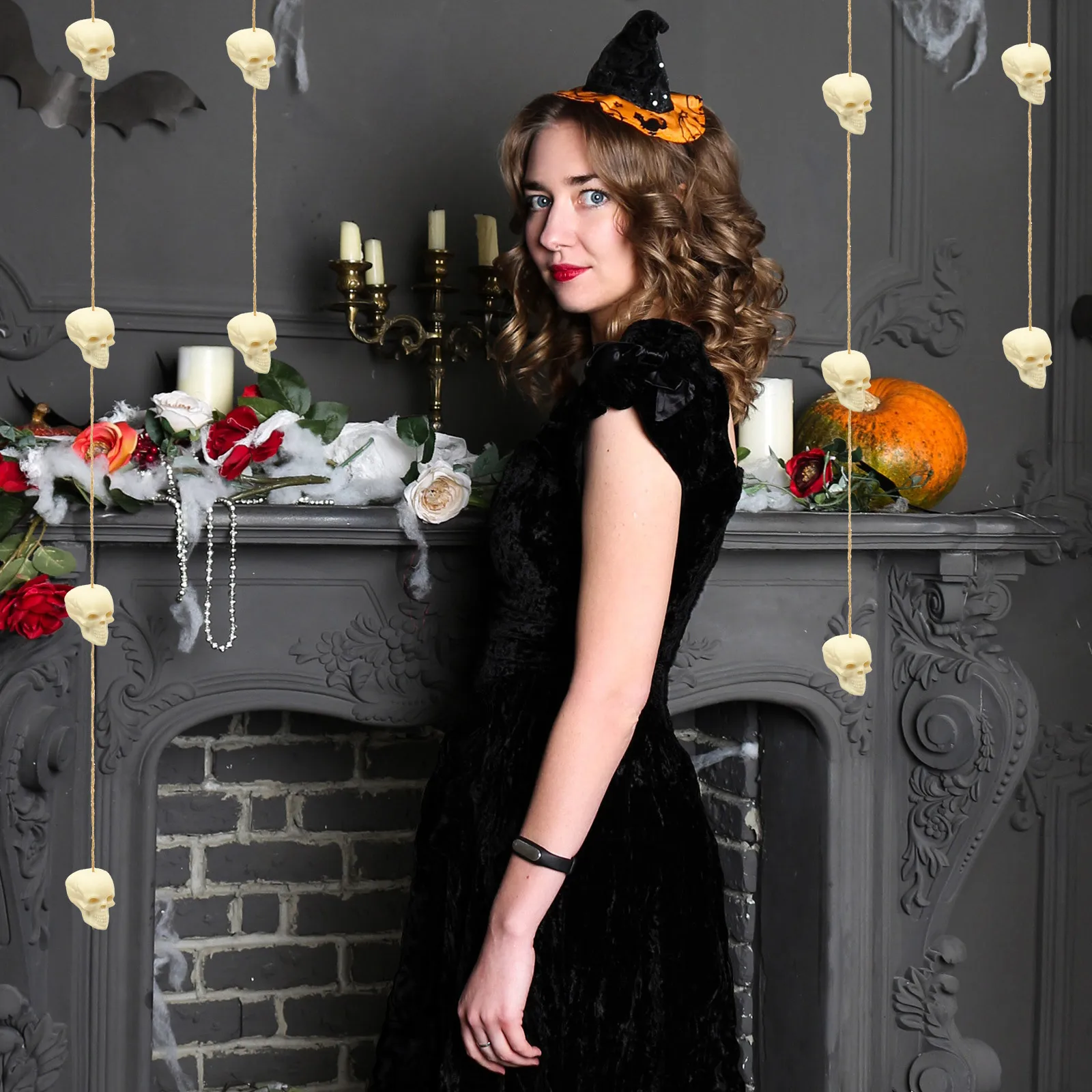 

Halloween Skull Head Garland Creepy Hanging Decoration Haunted House Party Decor Skull Head Garland Party Decoration