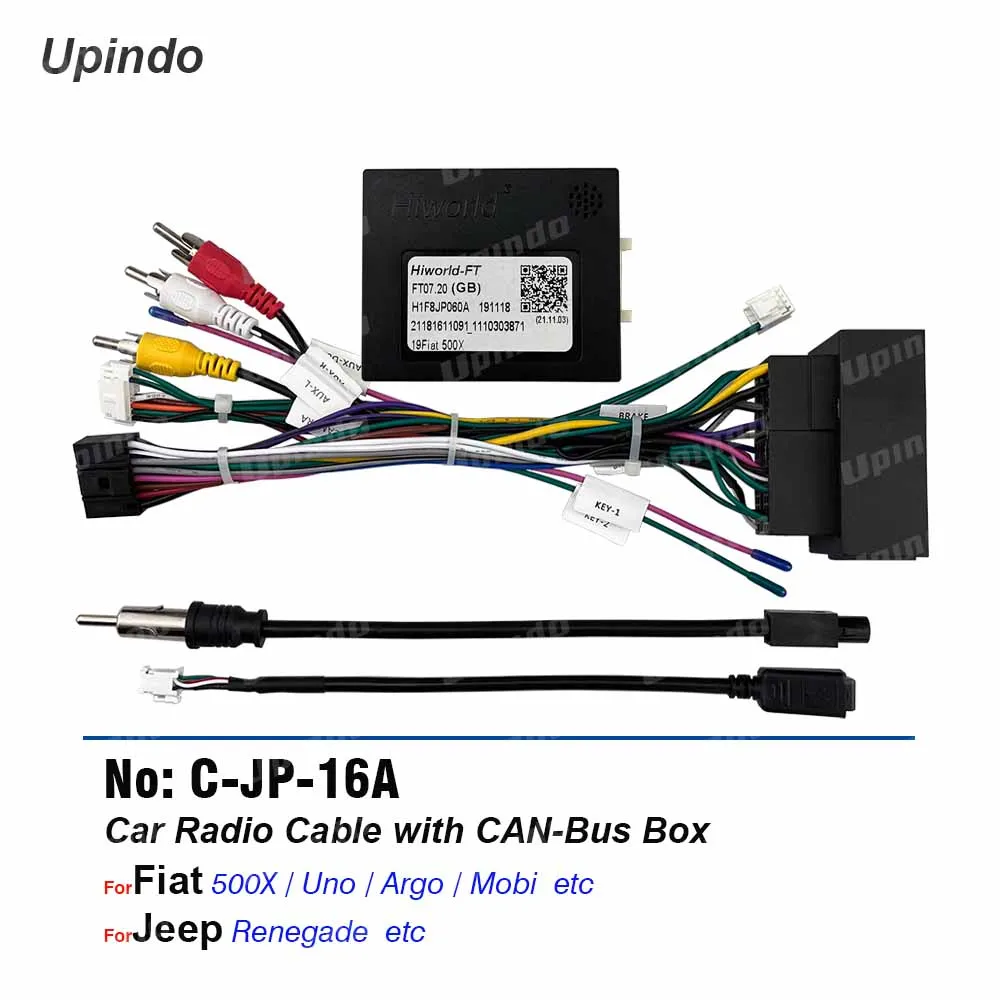 

Car Android Radio Accessories Cable Power Wiring Harness Socket Adapter with CAN Bus for Jeep Renegade Fiat 500x Uno Argo Cronos