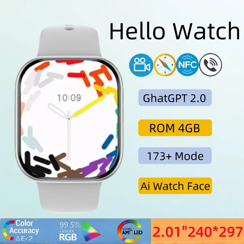 H16 Pro smartwatch Deepseek reloj inteligente NFC brújula pantalla AMOLED ChatGPT álbum deportes Android IoS adulto Hola ciruela