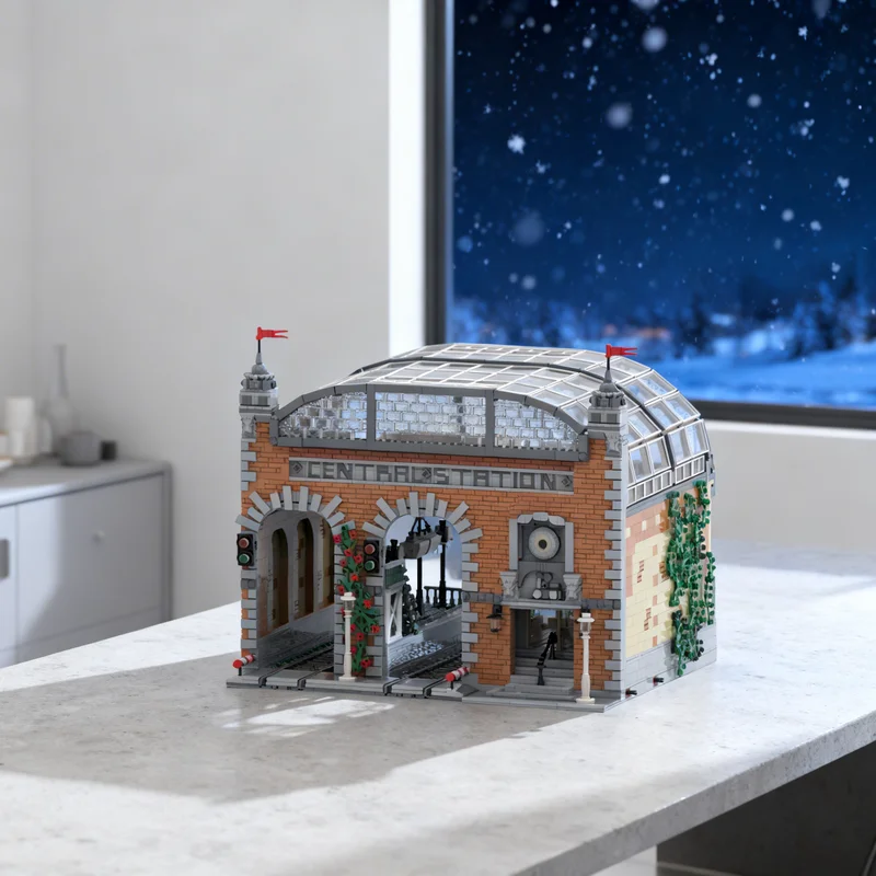 

Конструктор MOC: Модульная Железнодорожная Станция (4739 деталей) – Креативный Декор, Подарок, Коллекционный Набор для Детей и Взрослых