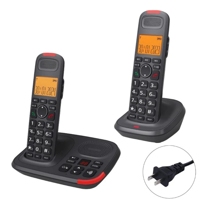 D1015TAM-D Telephone 2 Handles Low Radiation Digital Wireless Phone with LCD Display Stable Signals Reduce DropShipping