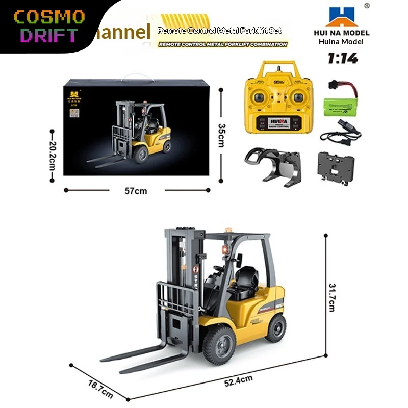 

Hui Na Model 14 Channel Alloy Remote Control Forklift Interchangeable Mechanical Alloy Fork Head Electric Engineering Model Toy