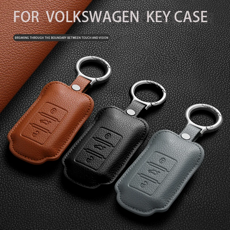 

For VW Volkswagen Golf 7 Golf 8 MK7 Tiguan MK2 MK8 ID.3 ID.4 GTE Passat B6 B7 B8 CC Leather Key Case Cover Shell Keychain