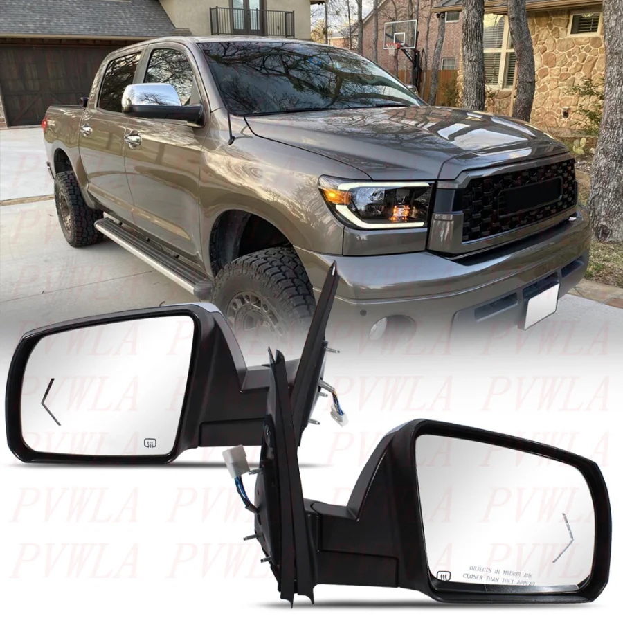Para Toyota Tundra Sequoia 2007 2008 2009 2010 2011 2012 2013 7 pines cromo calor potencia ajustar giro conjunto de espejo de señal