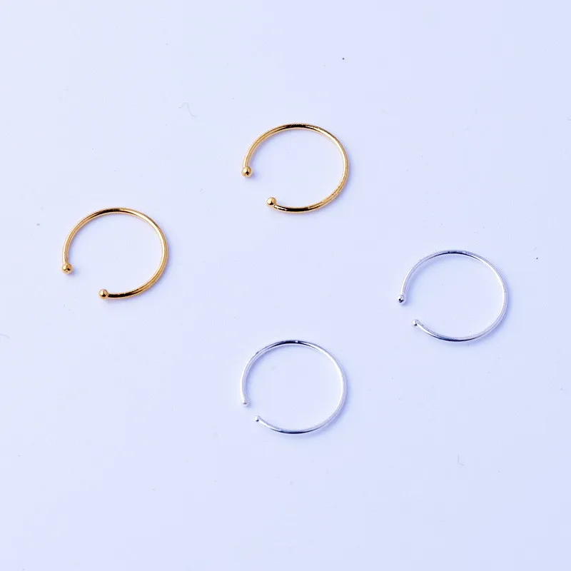 

2 pcs New Arrival Surgical Steel 0.6*10mm Cartilage Piercing Stud Thin Small Nose Ring Hoop Fashion Jewelry