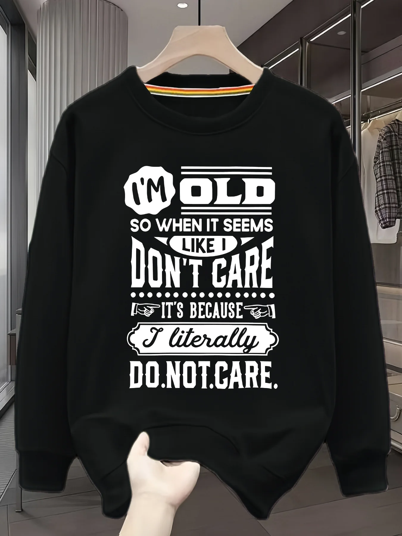 

Мужская повседневная толстовка с рисунком - удобная с принтом «I Don't Care»