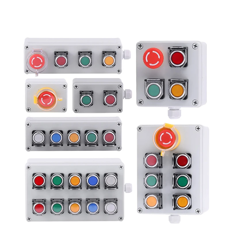 Multiple specifications with button switch box emergency stop start switch alarm self-locking motor control box customization