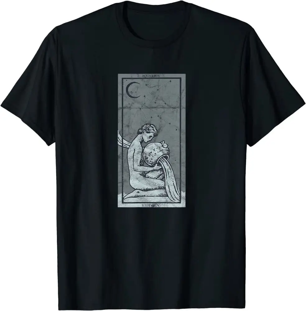 New Limited Retro Dark Occult Zodiac Sign Aquarius Tarot Card Classic T-Shirt