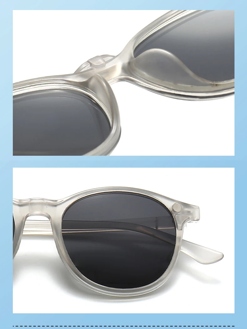 Vcka transparenten Rahmen Frauen Myopie Sonnenbrille 6 in 1 Magnet clip Brille runde Männer polarisierte verschreibung pflicht ige Brille-0.5 ~-6,0 – Detail 6
