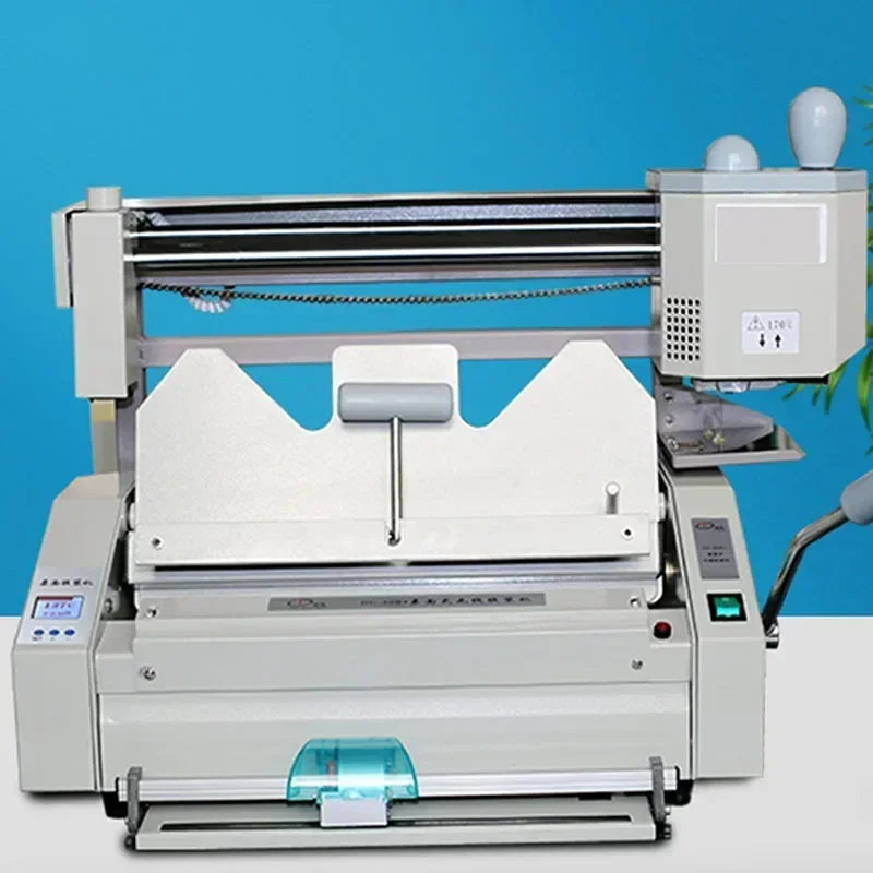 DC-30B+ A4-size compact desktop manual wireless hot-melt binding machine for binding proposals, books, and documents.