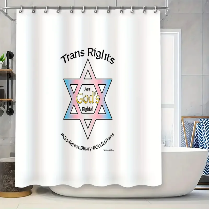 Trendy Trans Rights Shower Curtain Pride LGBTQ Rainbow Decor Bathroom Art Positive Vibes Home Decor Gift Idea Modern Style