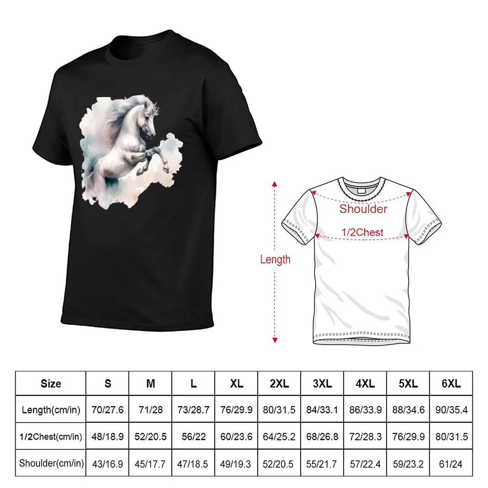 White Horse Rearing Splash T-Shirt boys animal print tops basketball graphic tees shirts graphic mens designer t shirt