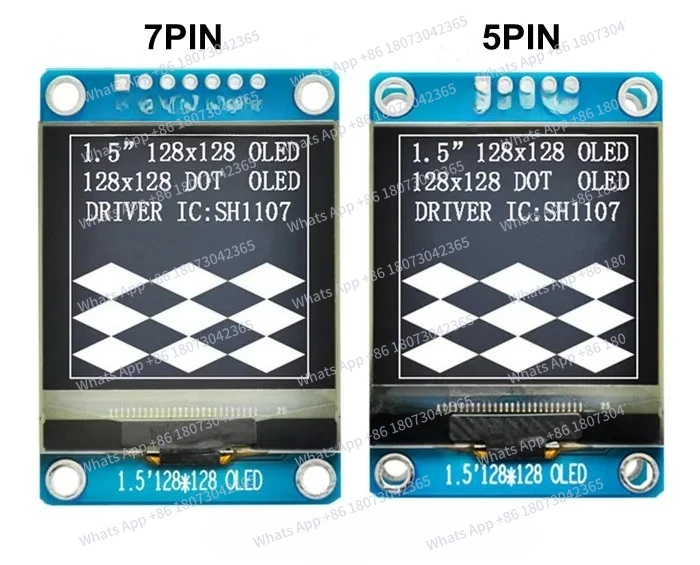 

1.5 inch 5PIN/7PIN White Screen with Adapter Board SH1107 Drive IC 128*128 Inteface