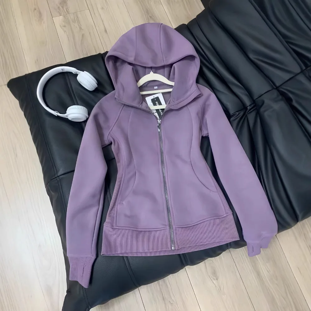 

Streetwear Solid Color Hoodie Coat 2025 Women's Clothing Hooded Zipper Slim Fit Y2k Jackets Casual Fashion Sweatshirts Tops FL