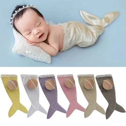 1set Newborn Photography Props Accessories Baby Girls Shining Mermaid Dress Pearl Headband Kit for Baby Studio Photo Decor