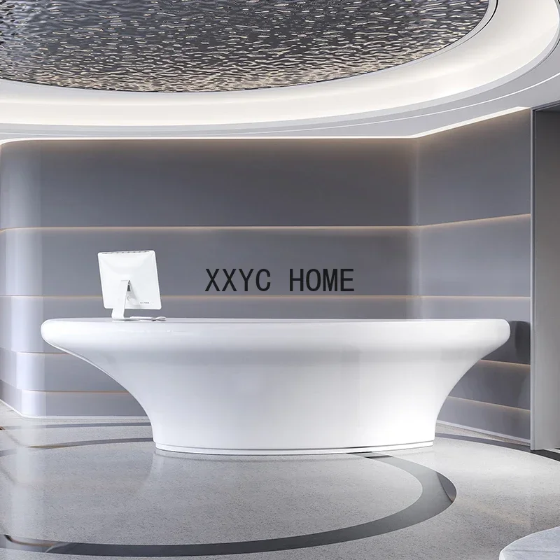 Simple Modern Special-Shaped Reception Desk Shopping Guide Taidao Desk Creative Beauty  Bar Counter Cashier Desk