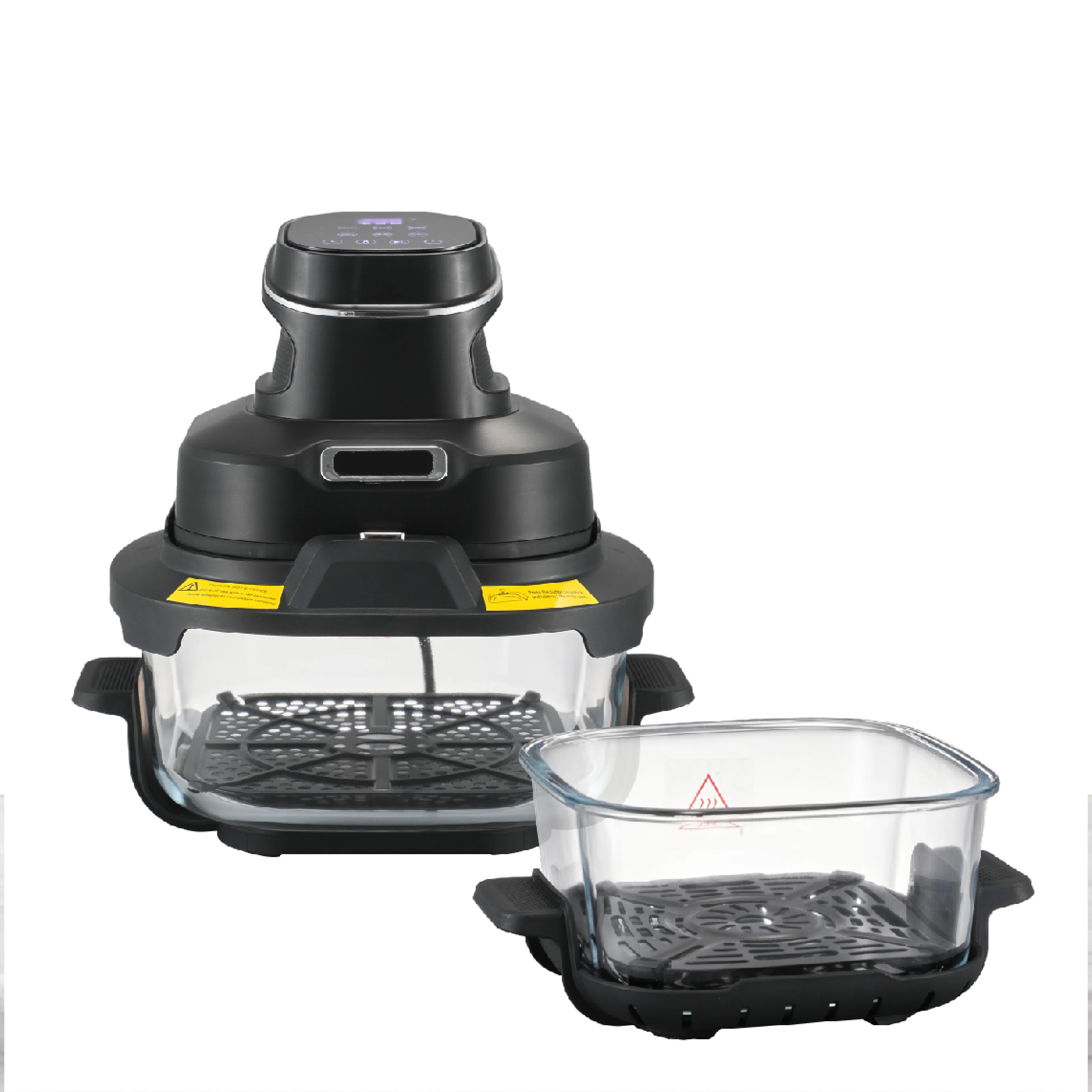 Crispy Glass Air Fryer Intelligent Temperature Controlled Air Fryer Modern Square Design and Double Glass Container