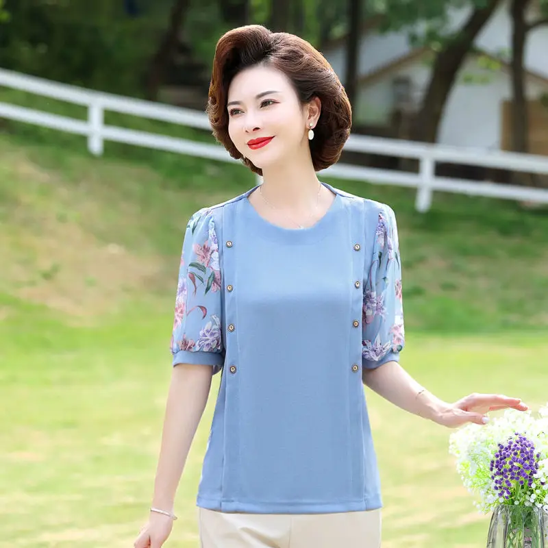 Temperamentowa koszula dla mamy z rękawami w nowym, cienkim stylu