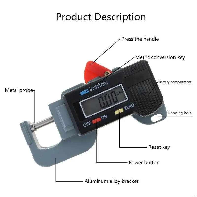 G92C Professional 0-12.7mm Thickness Gauge Digital Caliper Micrometer Thickness Tester Measuirng Tool for Pearl/Leather/Paper