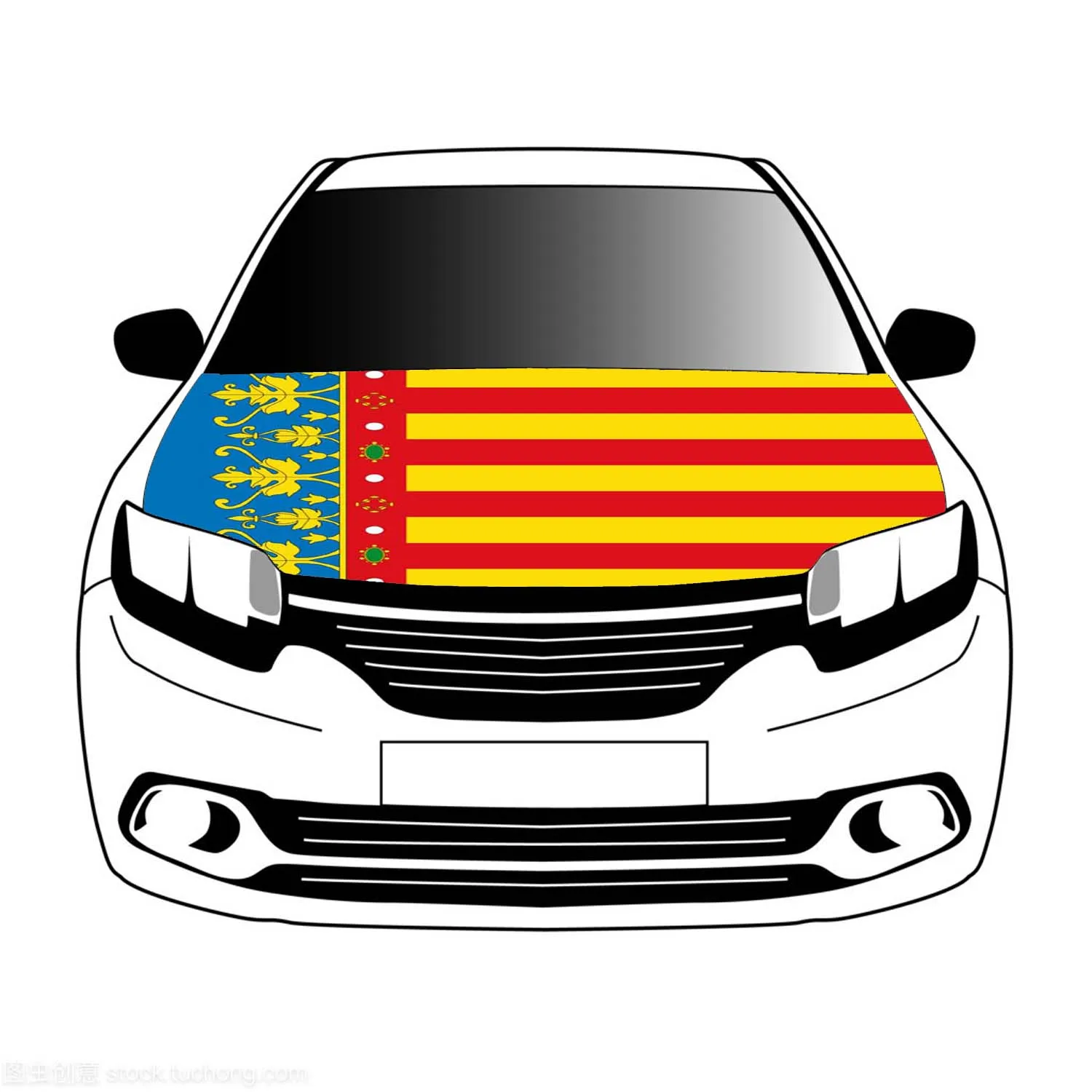 the Valencian Community flags car Hood cover flags 3.3x5ft/5x7ft 100%polyester,car bonnet banner