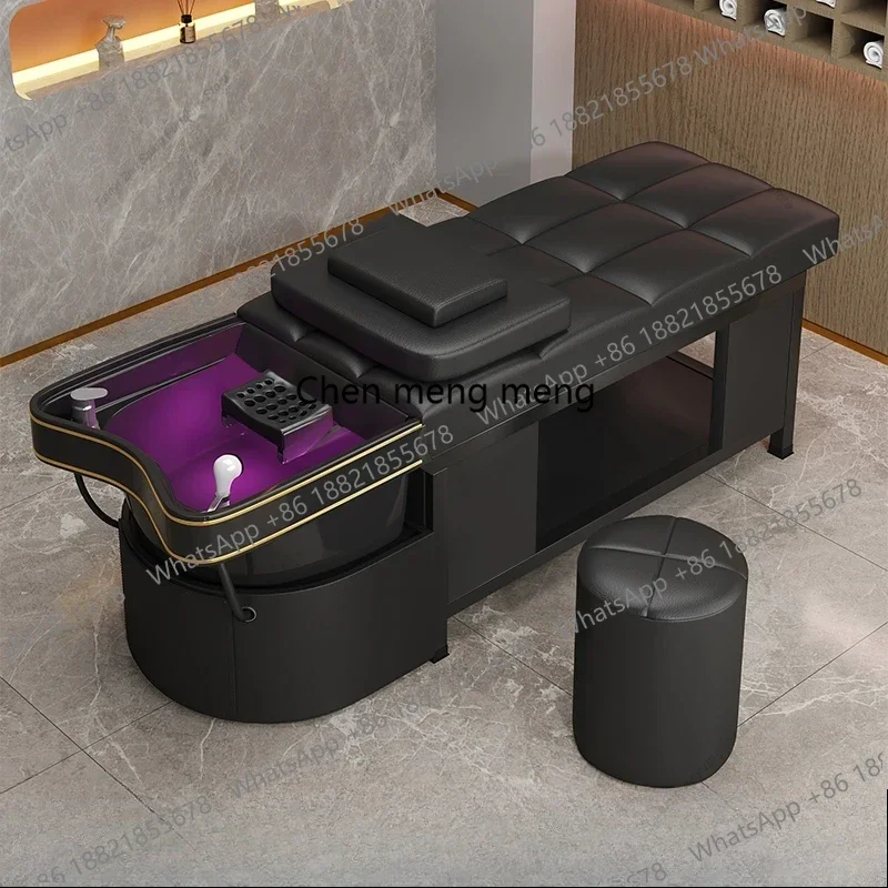 High-end Thai Style Shampoo Chairs Modern Ceramic Head Spa Shower Shampoo Bed Haircutting Salon Furniture Silla Peluqueria