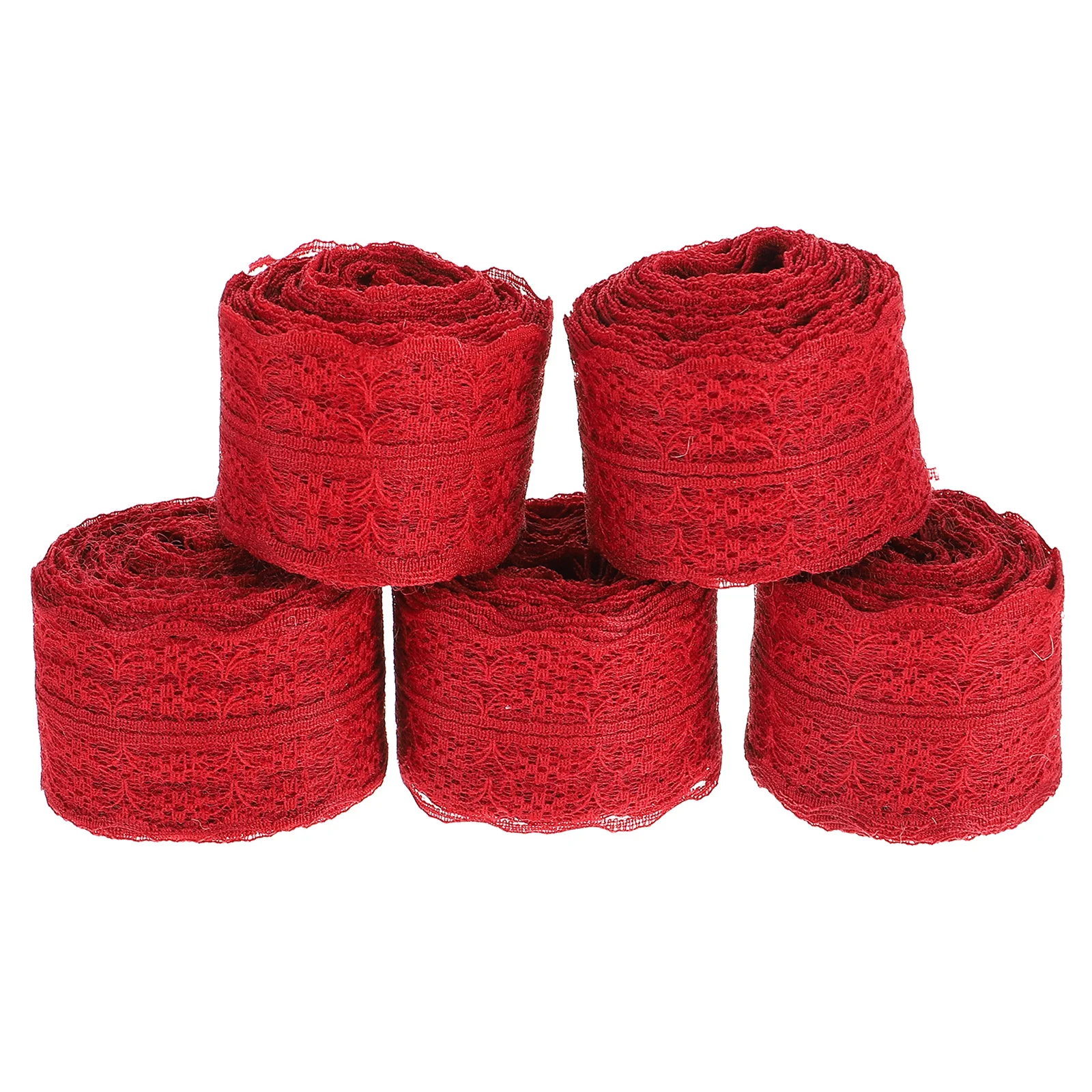 

Beautiful Lace Pattern Ribbon Reusable for Gifts Crafts Holiday Decoration Tying Bows Summer Party Supplies 5 Rolls