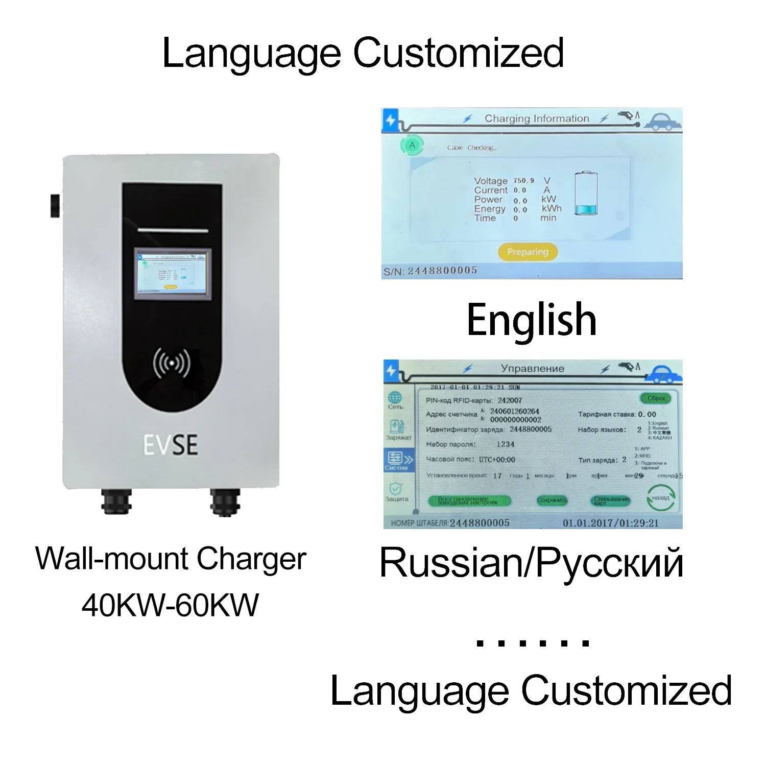 Multi-functional Dc Ac Wall-mounted Charging Pile Ev Dc Charger 2 Guns For 40 Kw Ev Ccs Gbt/dc Charger