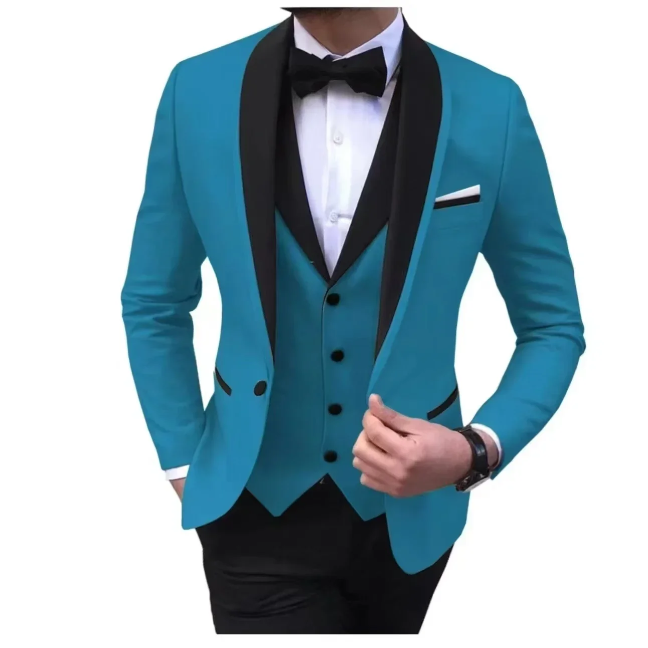 Luxury Men\'s Suit Slim Fit 3-Piece Set Men\'s Suit Wedding Evening Parties Prom Dances Ceremony Groom Fashion Single Button Coat