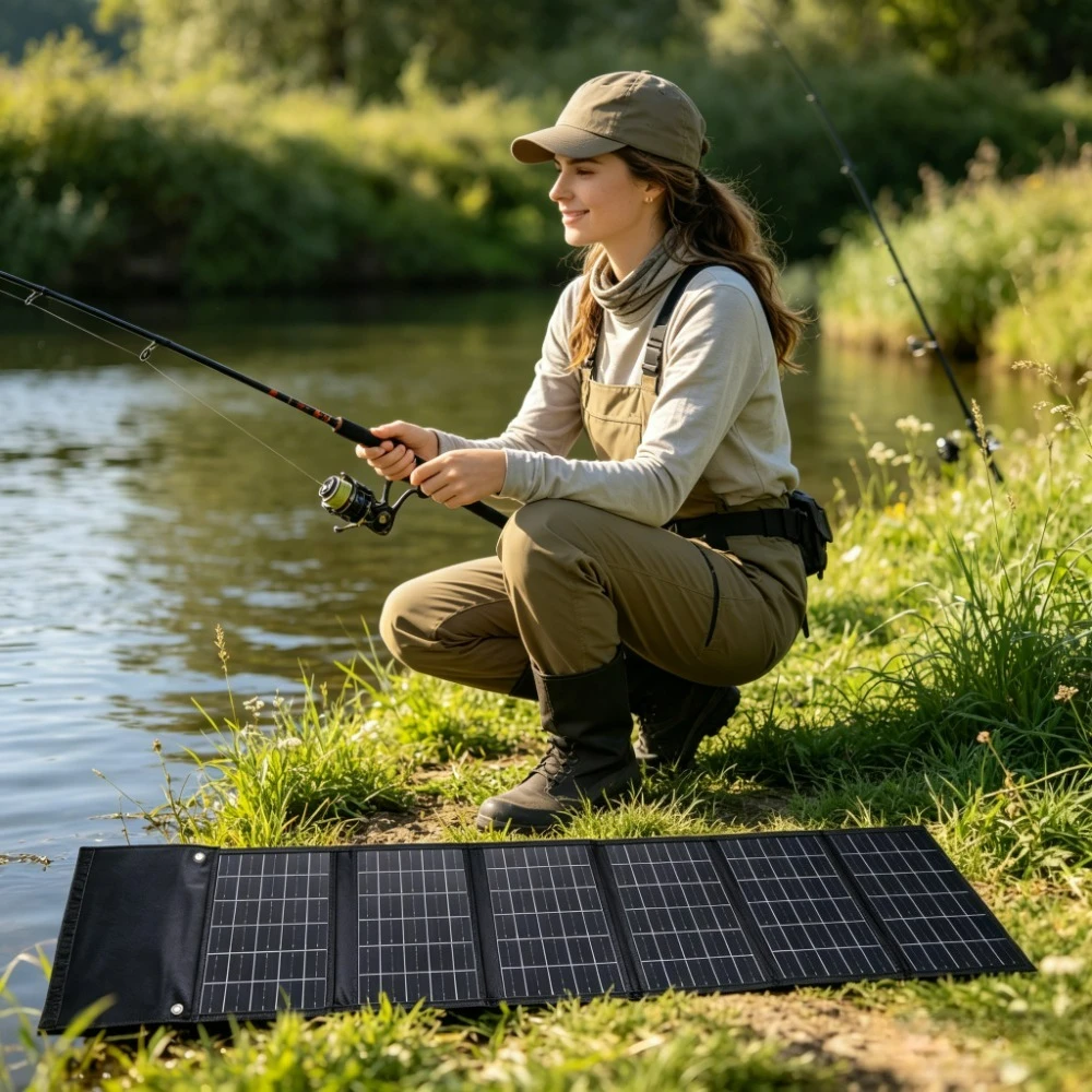 Foldable Waterproof Solar Charger 50W 90W Portable ETFE Solar Power Bank Dual USB DC Output For Outdoor Cycling Hiking Camping