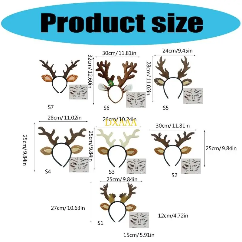 مجموعة ملصقات تزيين عيد الميلاد من القماش الآمن للأطفال من DXAA على شكل قرون الرنة