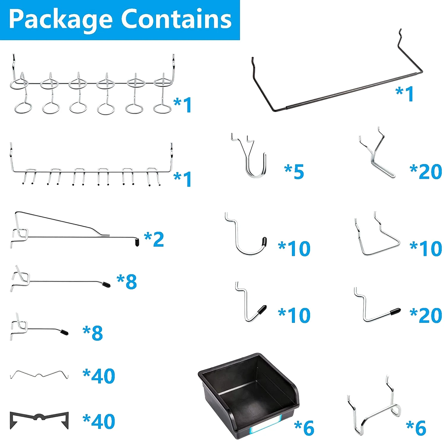 188 Piece Pegboard Hooks with Pegboard Bins,Peg Locks,for Organizing Various Tools for Kitchen Craft Room Accessories