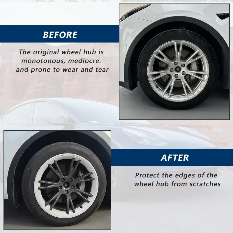 4PCS For Tesla Model Y 19 Inch Rim Wheel Hub Protection Patch Protector Hubcaps Parts Automobile Cover Cap Accessories 2019-2024