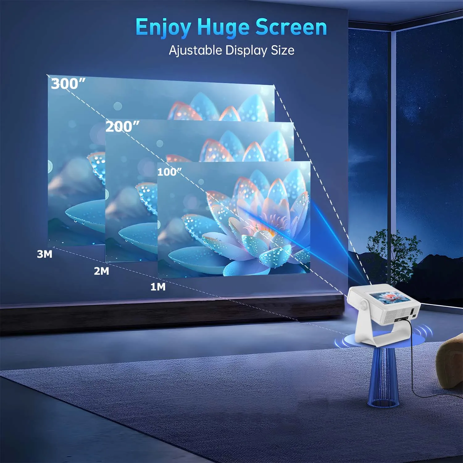 4K Ultra HD Projector for Netflix Streaming - Built-in Battery, Smart Voice Control - Home Theater Seamless Connectivity