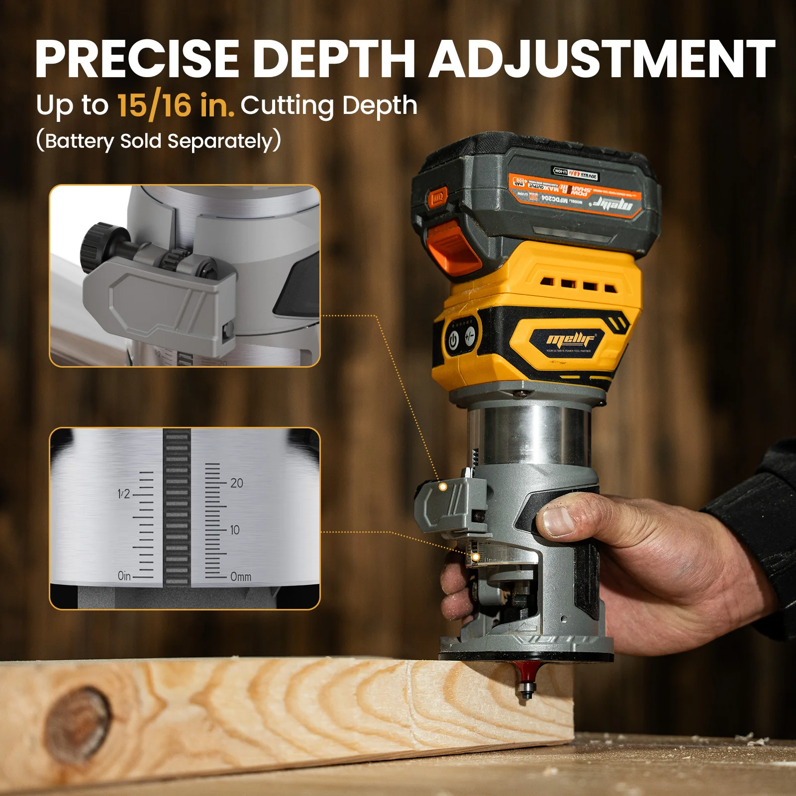 Cordless Compact Router, Compatible with DeWalt 18V 20V MAX Battery (Tool Only)