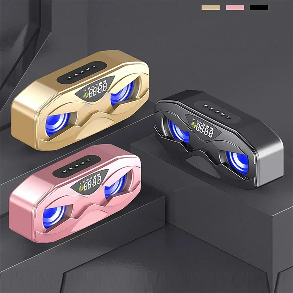 Wireless Loudspeaker  TF Card FM Radio Alarm Clock Support Subwoofer M5 Cool Robot Design Bluetooth Speaker LED Rhythm Flash